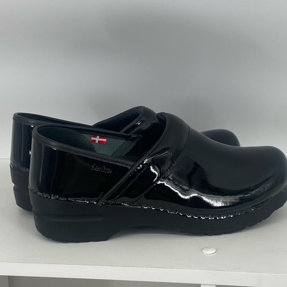 Sanita Original Danish Non Slip Professional Black Patent Leather Clogs NWOT - Picture 3 of 13